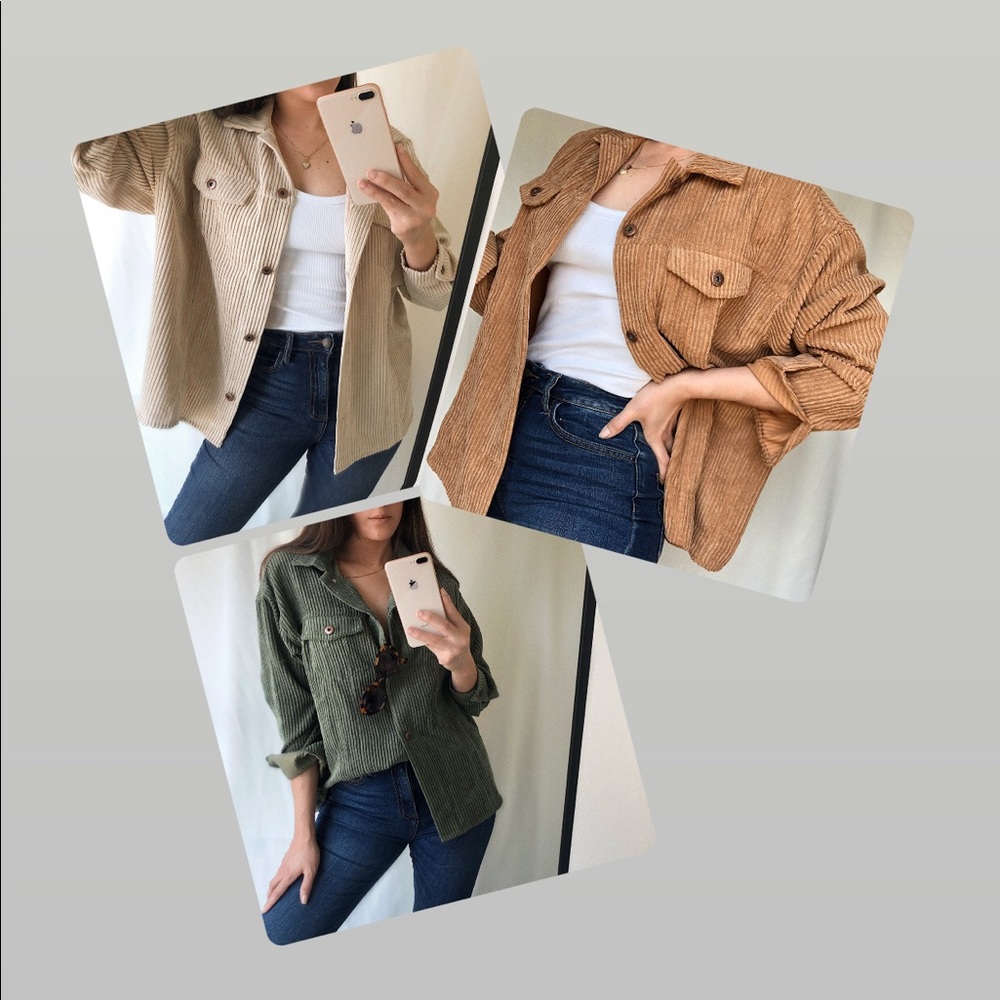 The Luxe Corduroy Shirt-Jacket — Olive - Picture 7 of 7
